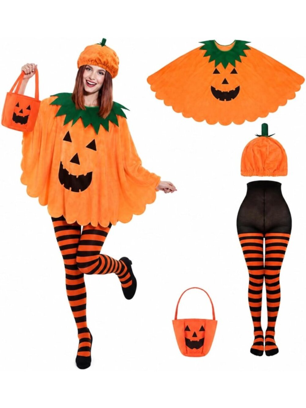 4-Piece Halloween Pumpkin Costume Set for Women | Fun Adult Cosplay Outfit